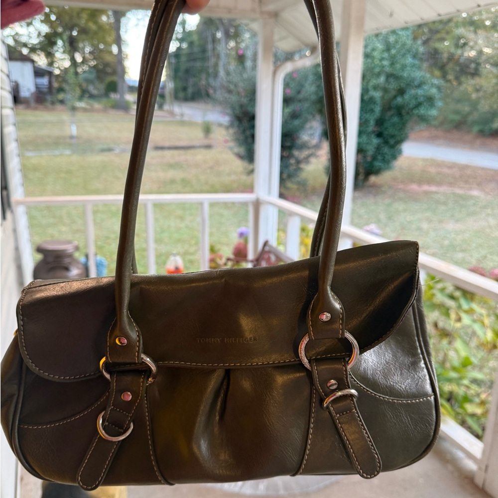 Tommy Hilfiger Olive Green Leather Women's Bag